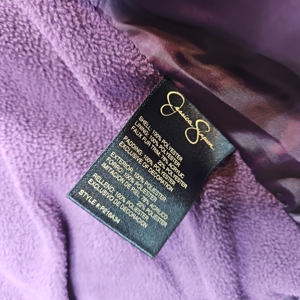 Jessica simpson Puffer Bomber Jacket Comfy Cozy In Season Purple  Size L 14-16 - Picture 12 of 16